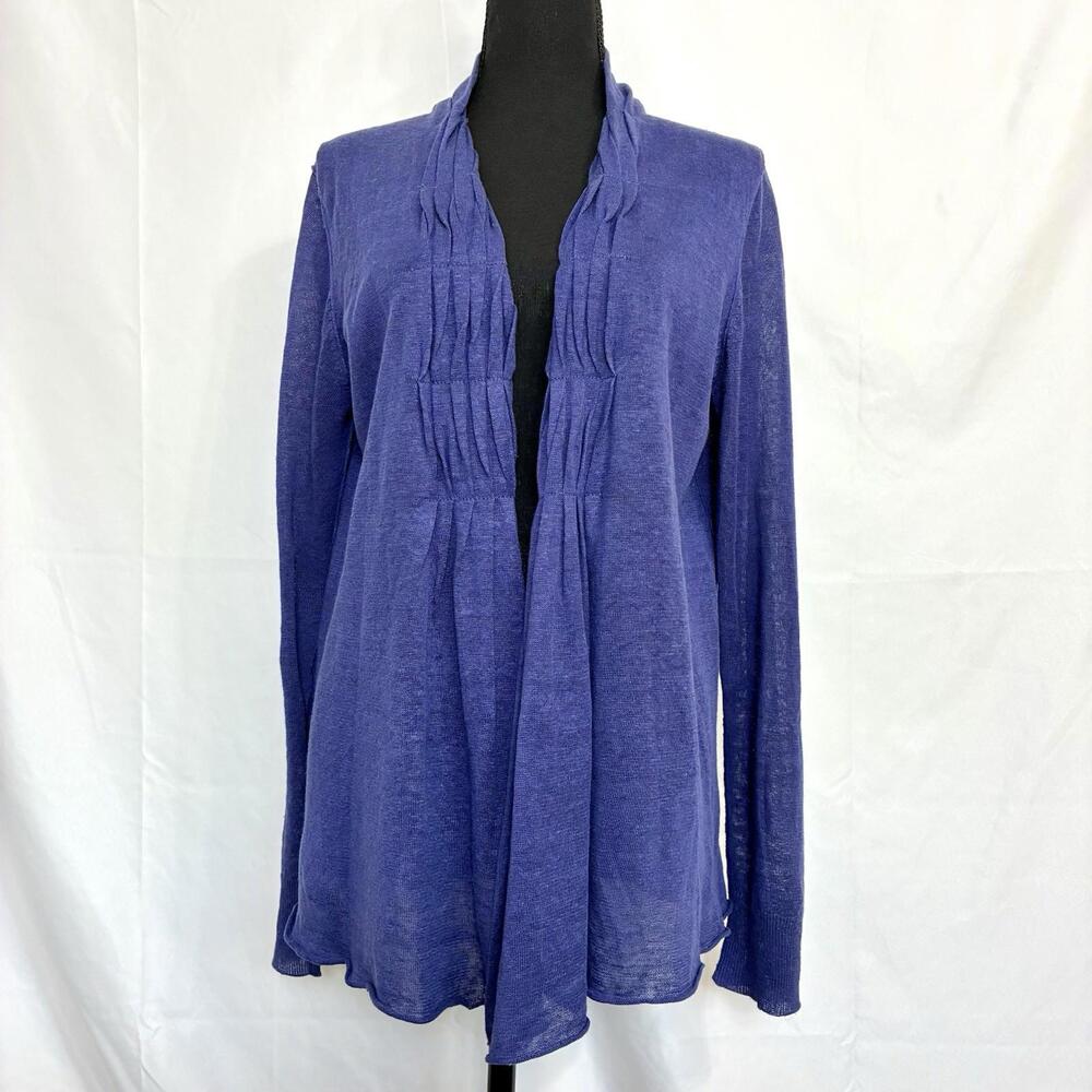 Banana Republic Linen Open Front Cardigan Blue Long Sleeve Lightweight L